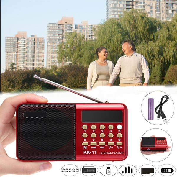 Portable Mini FM Radio Speaker Music Player TF Card U-Disk Reader W/ 18650# Rechargeable Battery