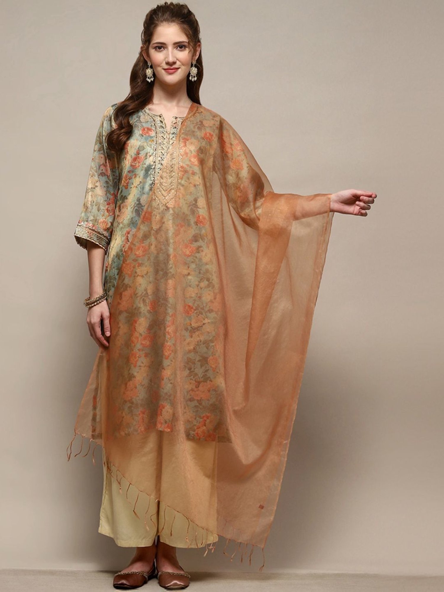 Biba Peach Woven Pattern Dupatta