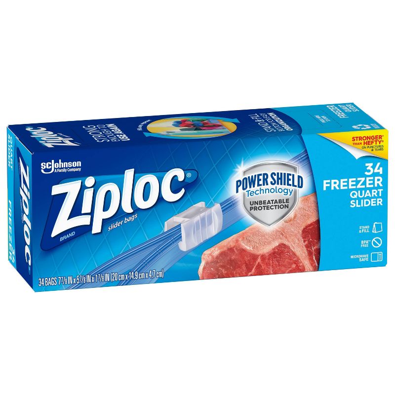 Ziploc Freezer Quart Slider Bags Quart - 34ct