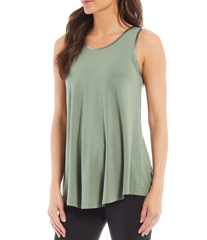 Modern Movement Swing Stretch Knit Jewel Neck Sleeveless Tank