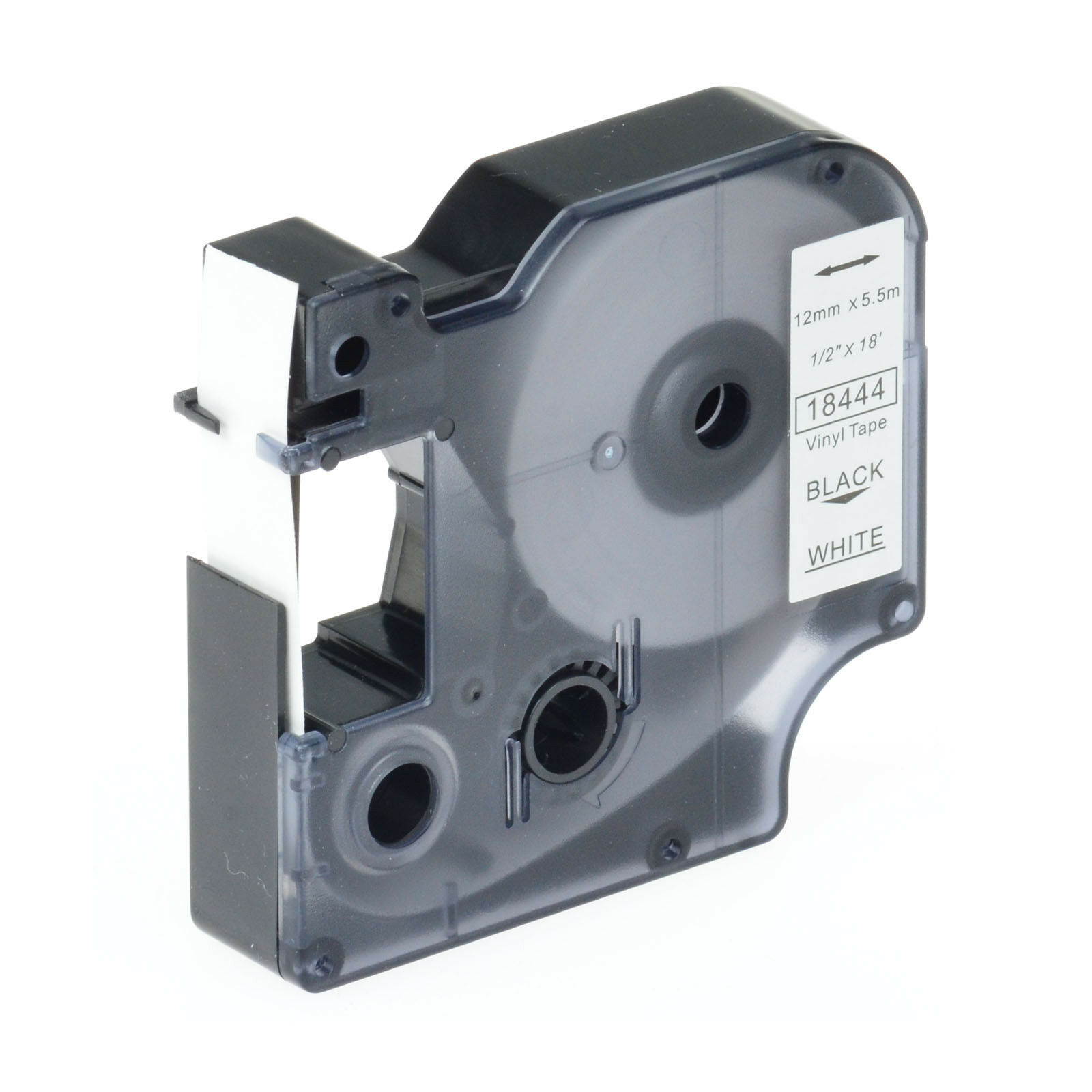 1PK 1/2"x18' Black on White VINYL LABEL 18444 For DYMO Rhino 4200 LabelManager