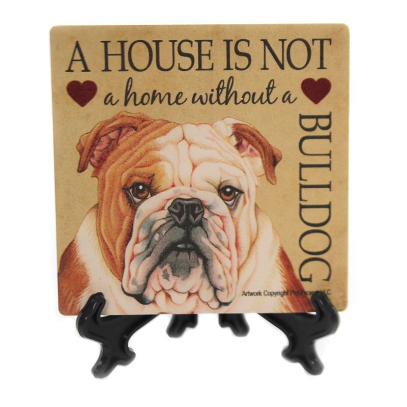Animal 4.0" Bulldog - House Stone Coaster Easel Sjt Enterprises  -  Coasters