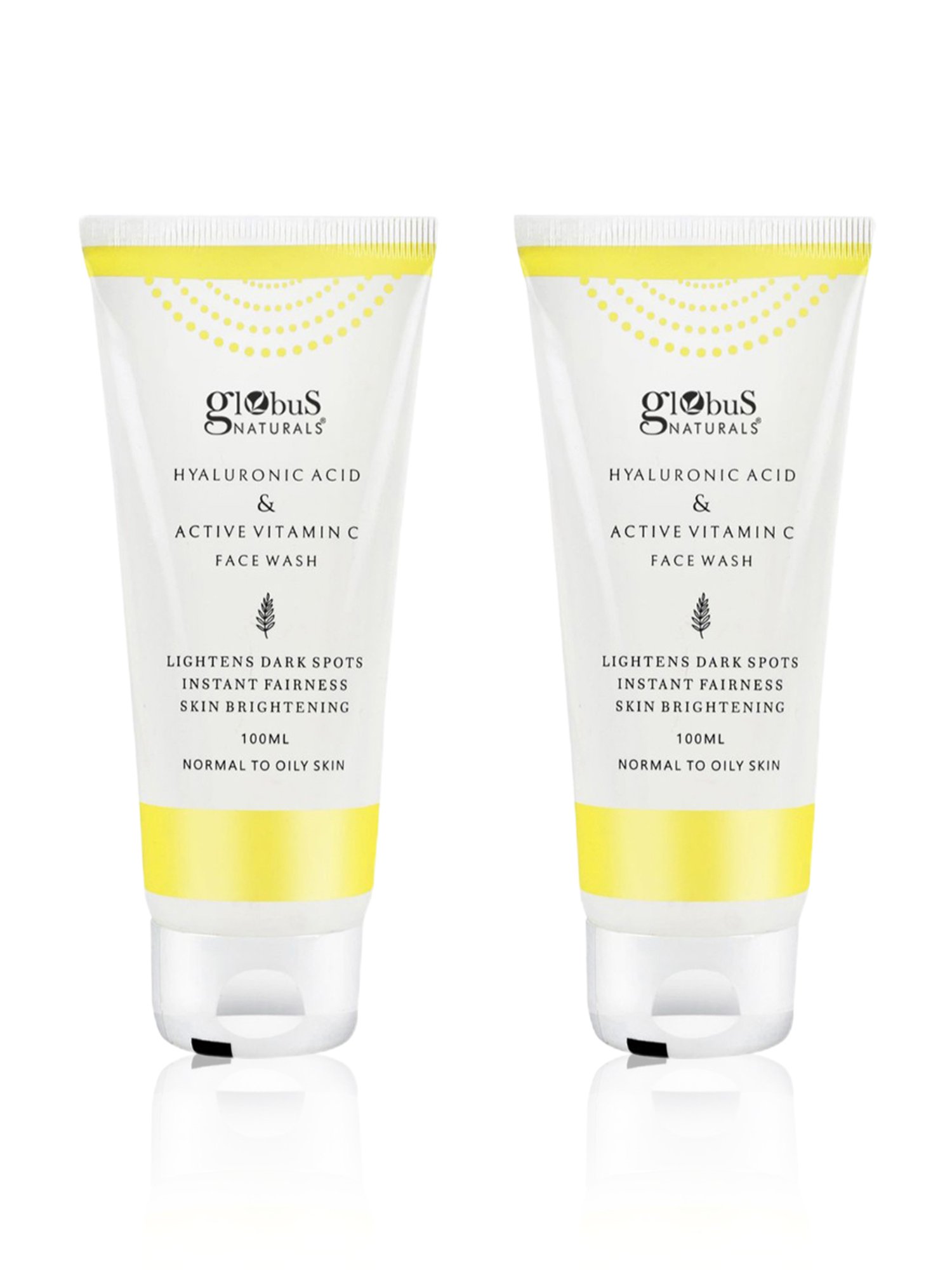 Globus Naturals Hyaluronic Acid & Active Vitamin C Face Wash - Pack of 2