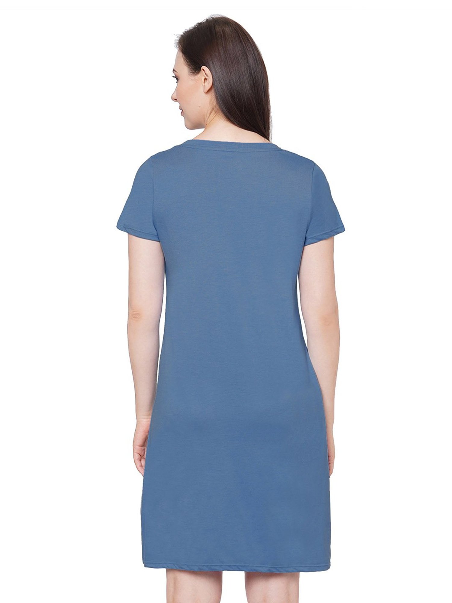 Soie Blue Printed Night Dress