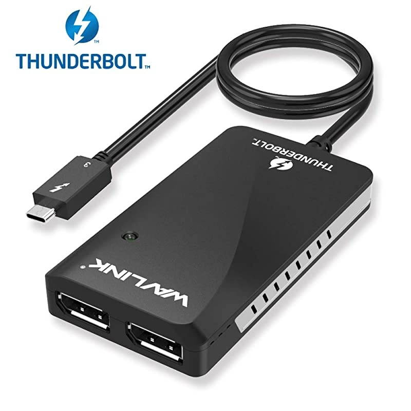 Thunderbolt 3 to Dual DisplayPort Adapter Dual 4K60Hz Display or Single 5K60Hz Display or for Mac Windows Great for Home Office Online Class Only Supports with Thunderbolt 3 Logo