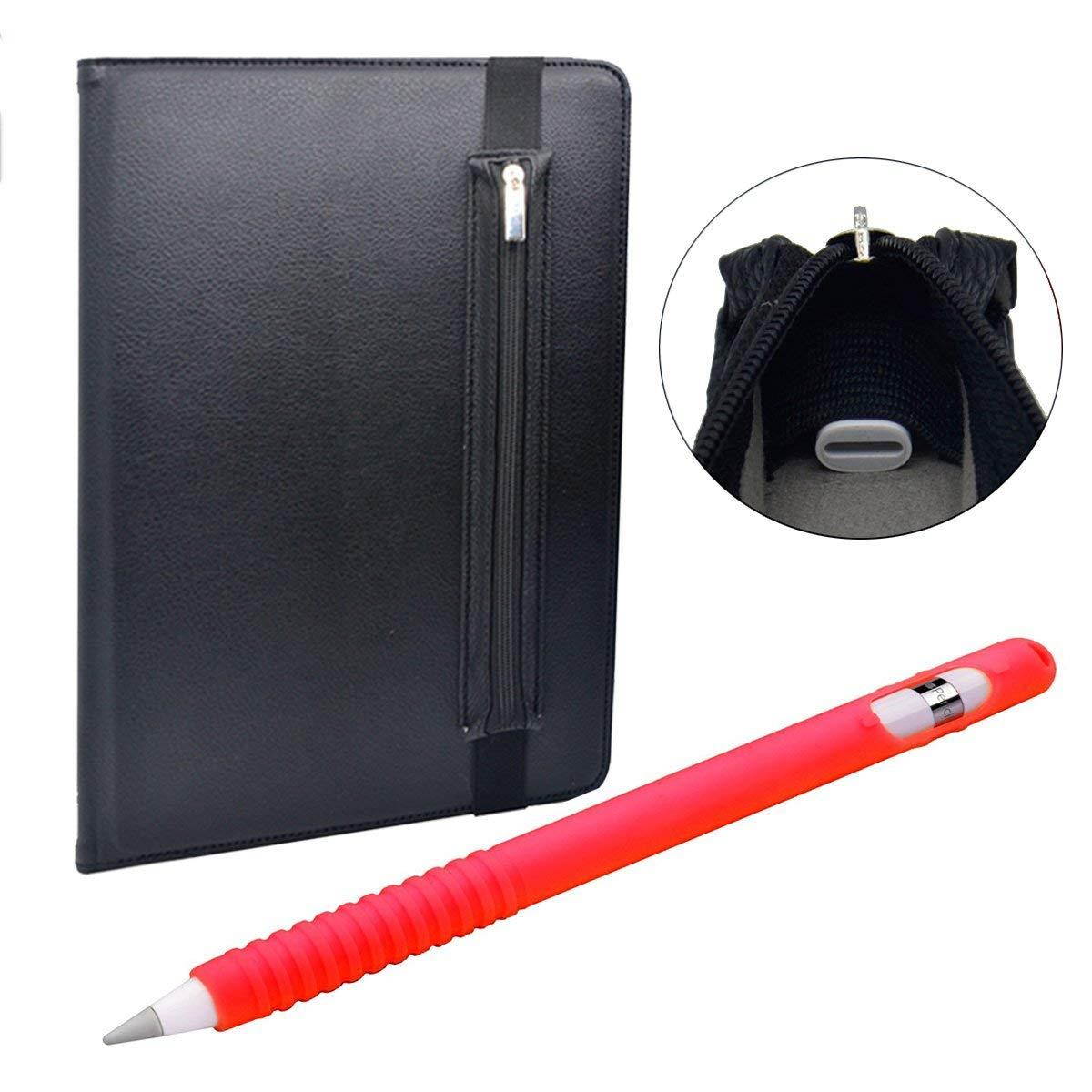 ColorCoral Silicone Holder for Apple Pencil and Zippered Case with USB Adapter Pouch for Apple Pencil Compatible with iPad Pro 9.7" 10.5" 12.9"