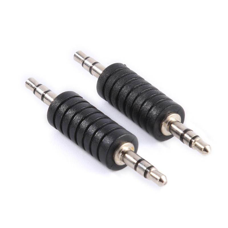 2Pcs/Lot 3.5mm Stereo Male to Male Jack Audio Plug TRS Connector Coupler Adapter Joiner Converter