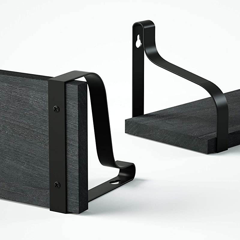 Floating Shelves Wall Mounted Rustic Wood Wall Shelves Set of 3 for Bedroom Living Room Bathroom Kitchen Black