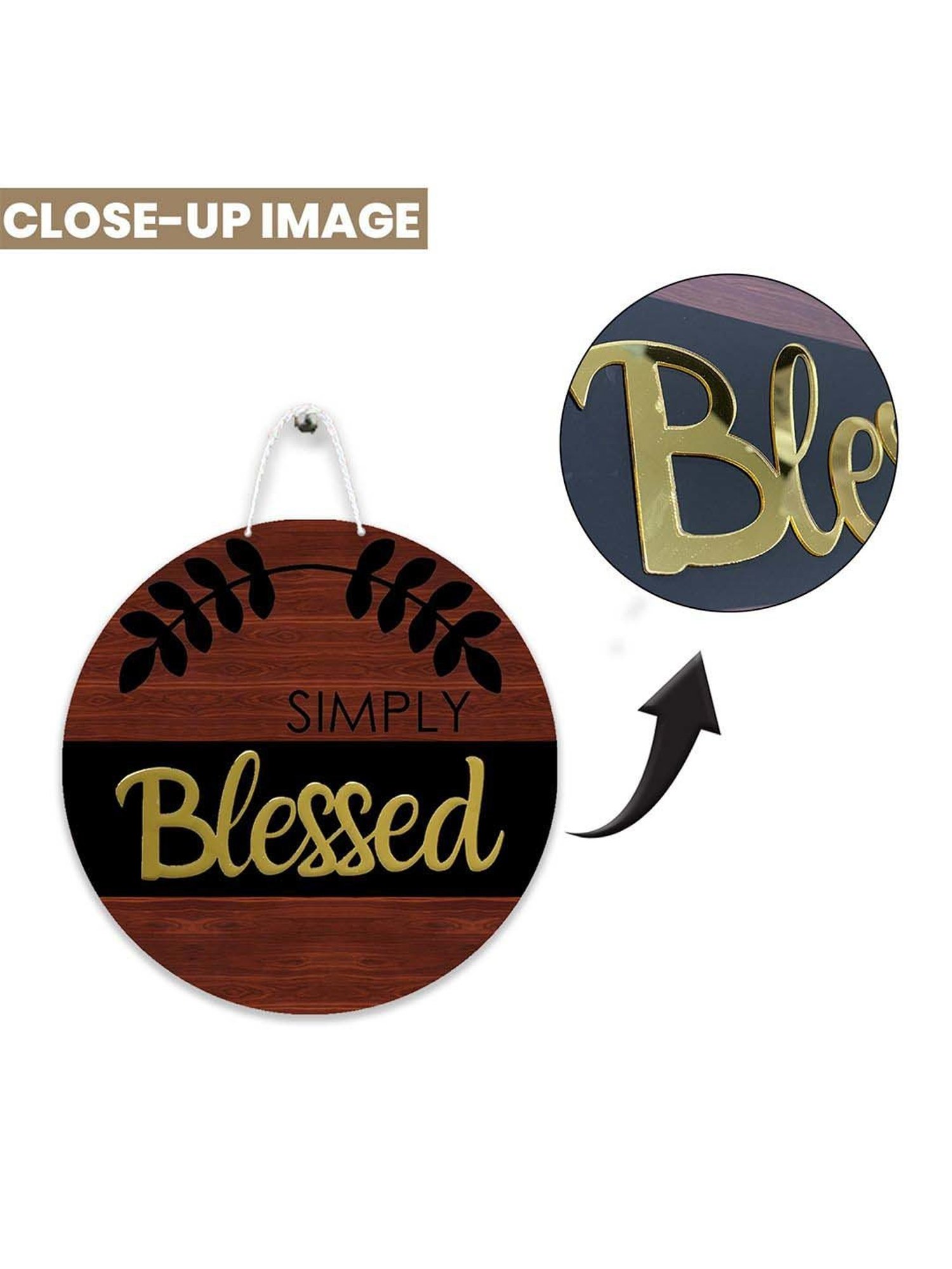 Art Street Gold Mdf Simply Blessed Sign Round For Door Wall Art