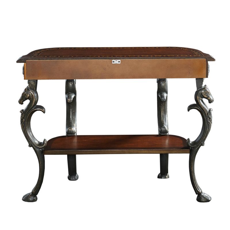 Wyatt Console Table with 4 Reeded Legs and Lower Shelf Aged Mahogany - Powell Company