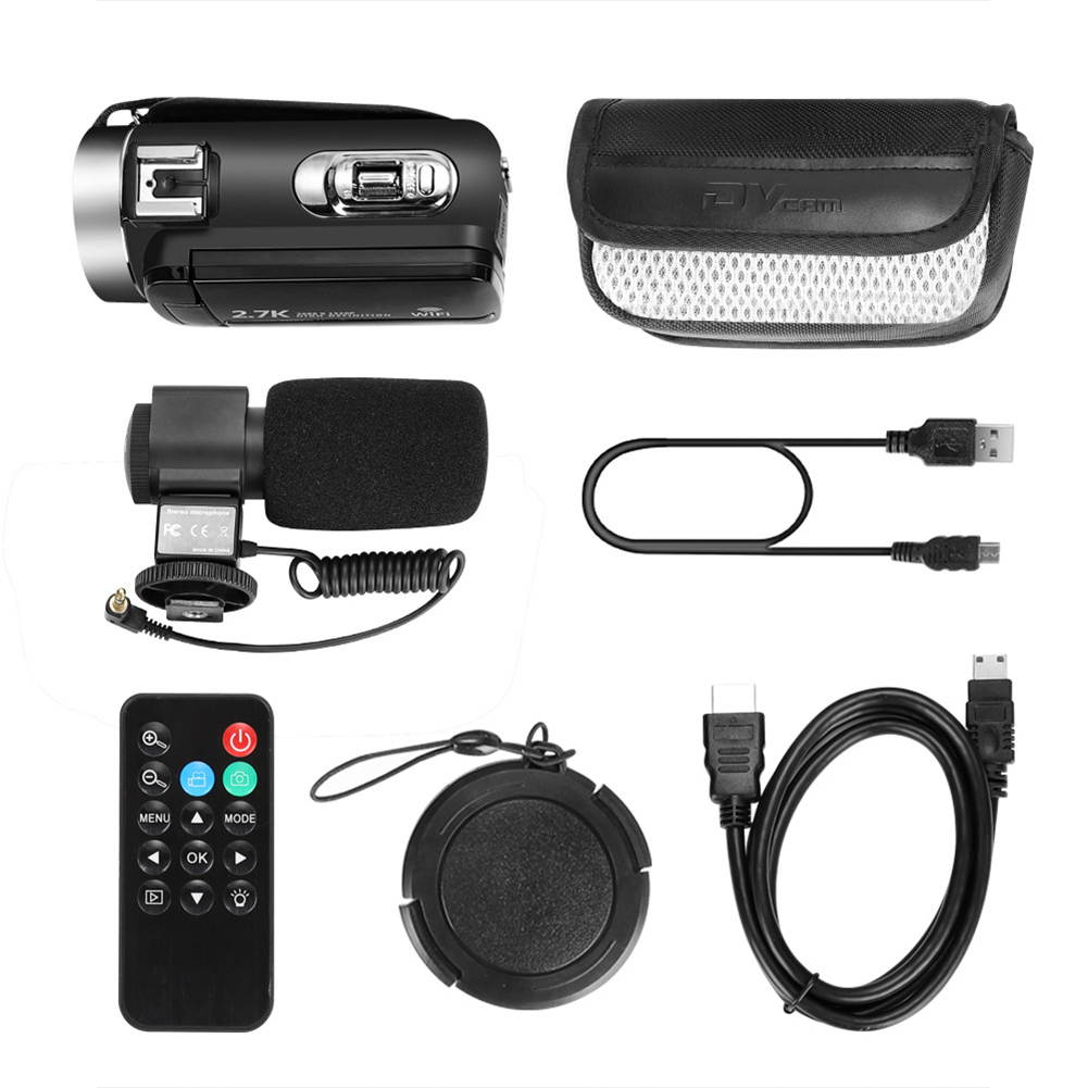 1080P Camcorder 2.7K Video Camera Full HD Wifi 30MP Vlogging Camera with Microphone Remote Control Camcorder Rotatable Touch Screen and Webcam Function