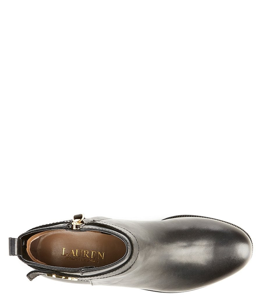 Lauren Ralph Lauren Bonne Logo Detail Leather Ankle Booties