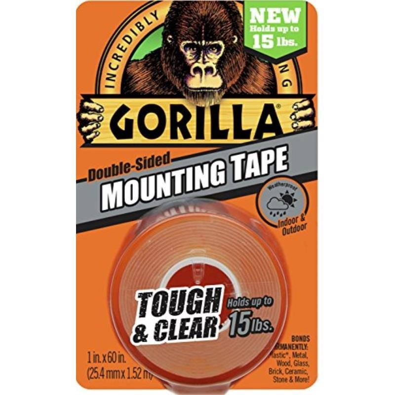 Gorilla Tough   Clear Mounting Tape, DoubleSided, 1 x 60, Clear