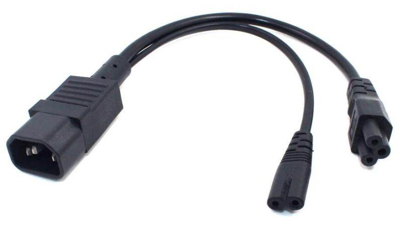 Tekit C14 to C13+NEMA 5-15R Y Splitter Power Plug Cord,Single IEC 320 C14 Male to C13+Nema 5-15R Female Splitter Adapter Cable Cord ,1ft /30mm