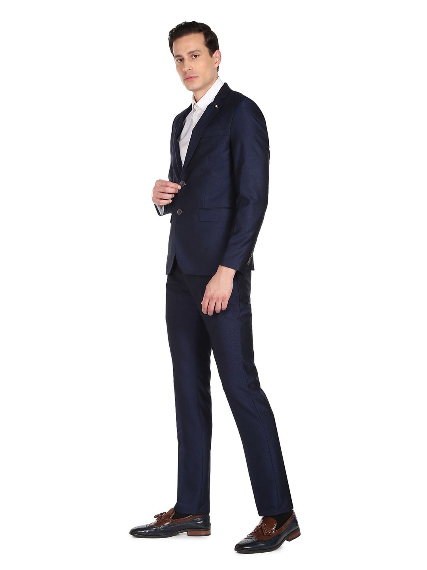 AD by Arvind Navy Notch Lapel 2 - Piece Suit