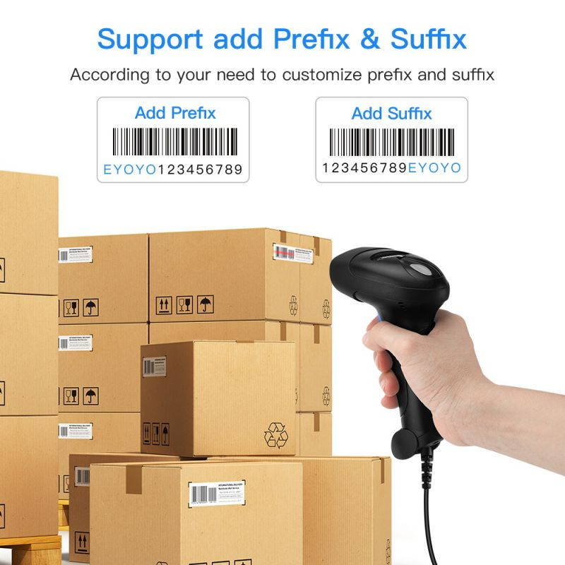 Eyoyo Wired 1D QR 2D barcode scanner, handheld USB Wired Bar Codes Reader CCD PDF417 Data Matrix Bar Code Image Automatic Scanning Compatible with Windows xp/7/8/10 Mac OS Linux