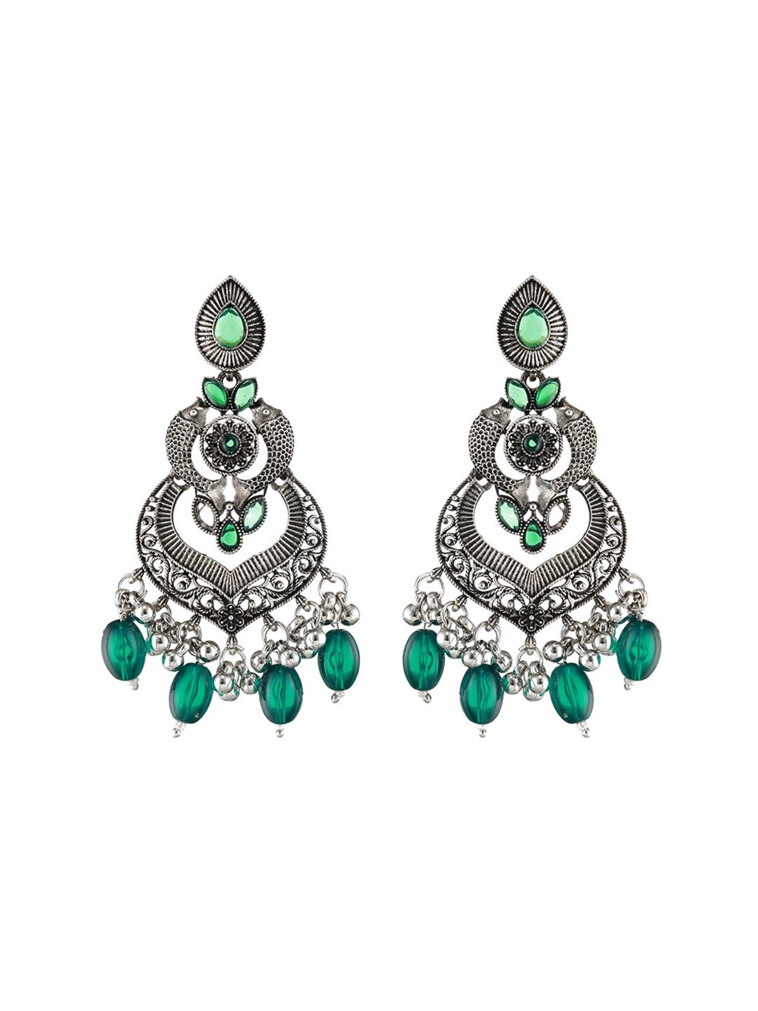 Aatmana Silver-Plated Kundan Studded Animal Shaped Chand Bali Earrings