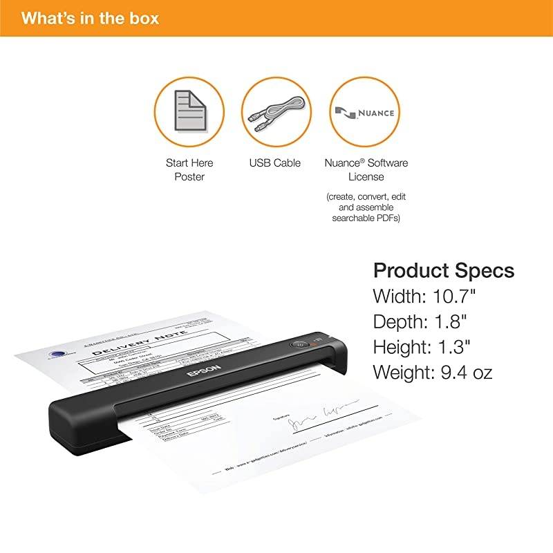 Workforce ES-55R Mobile Receipt and Document Scanner with Receipt Management Software for PC and Mac