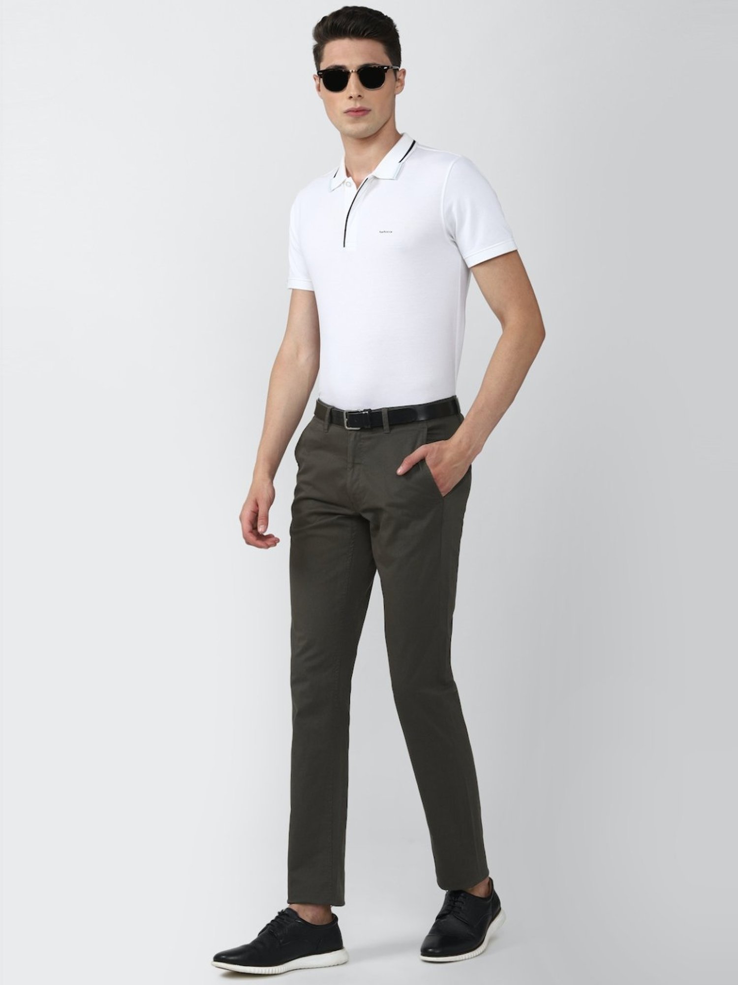 Van Heusen Sport Grey Cotton Slim Fit Trousers