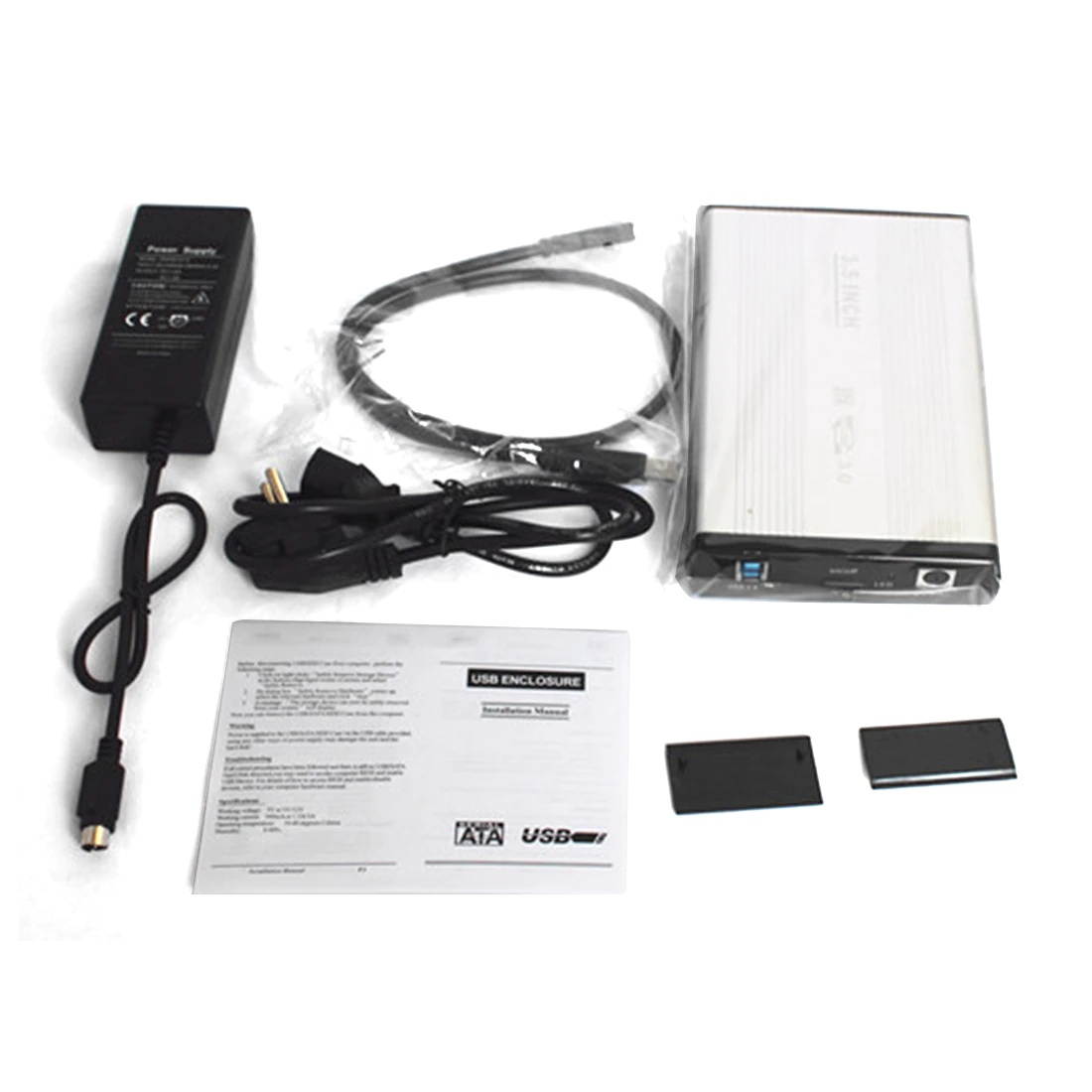 XT-XINTE 3.5 inch USB 2.0 IDE Hard Drive HDD Enclosure Caddy External Hard Disk Box Aluminium with Power Adapter for Desktop PC