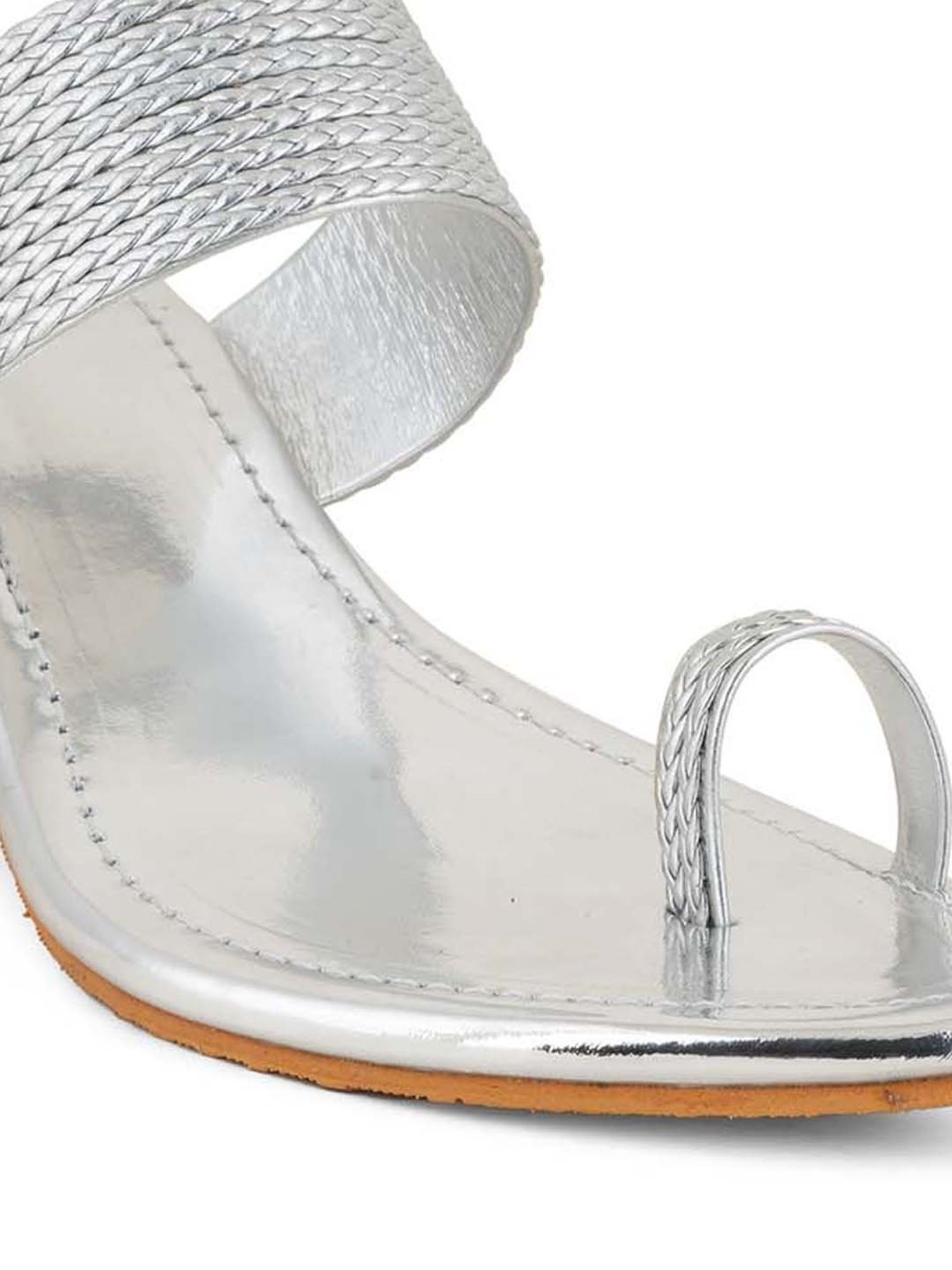 Scentra Women's Silver Toe Ring Sandals