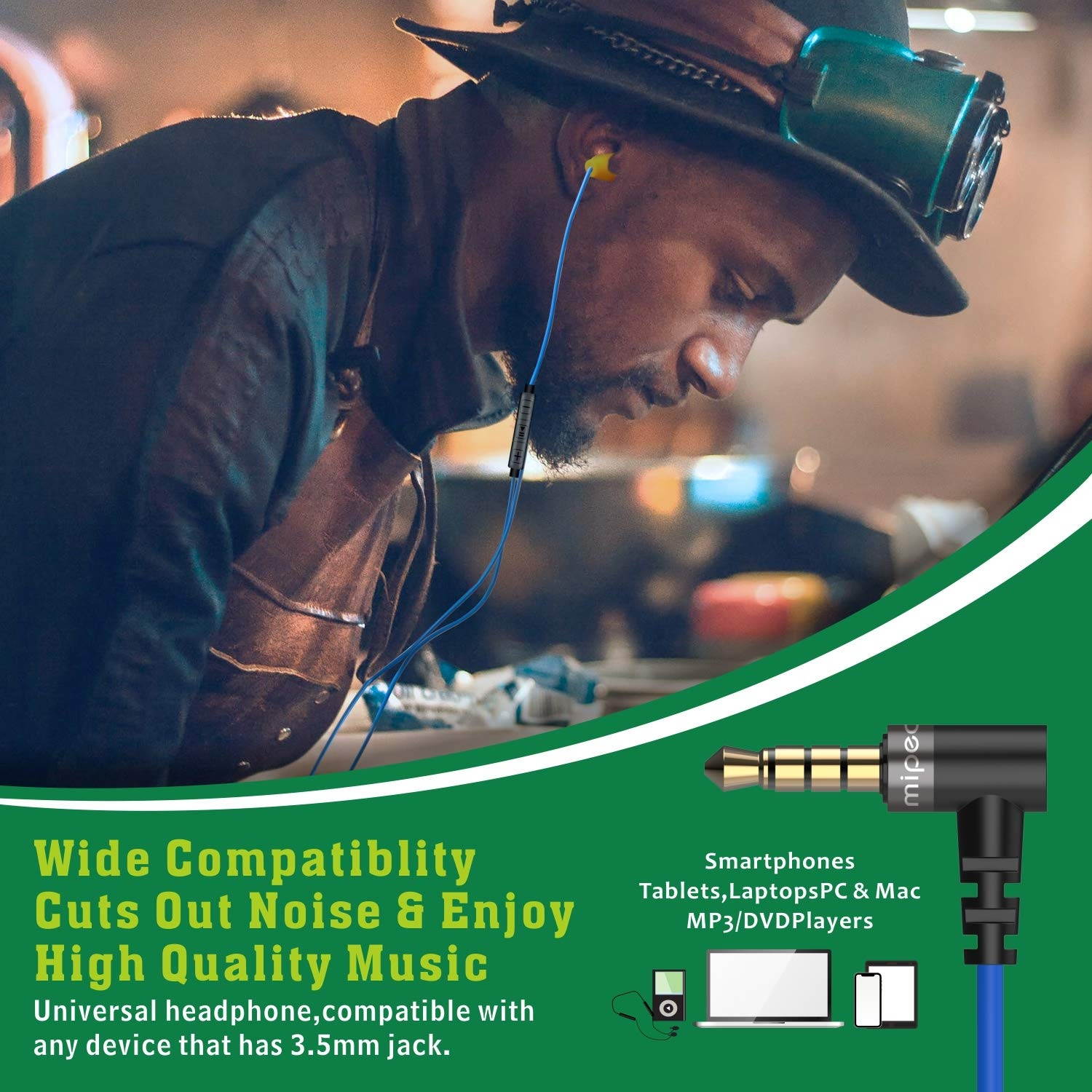 Work Earbuds Headphones, Mipeace Safety Industrial Ear Plugs Headphones with mic and Volume Control-OSHA Approved Noise Reduction Earphones for Work Construction