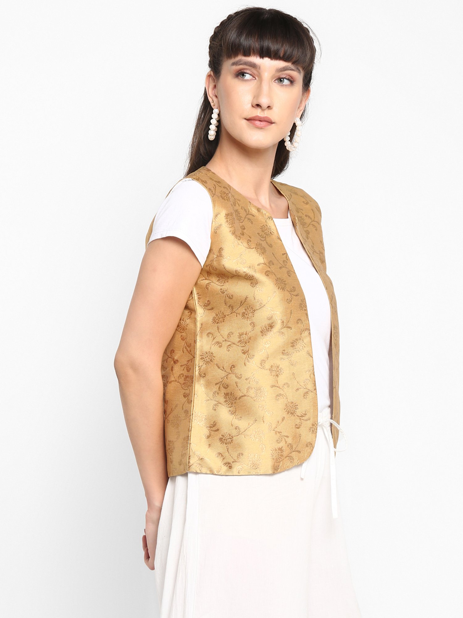 Hangup Golden Jacquard Pattern Shrug