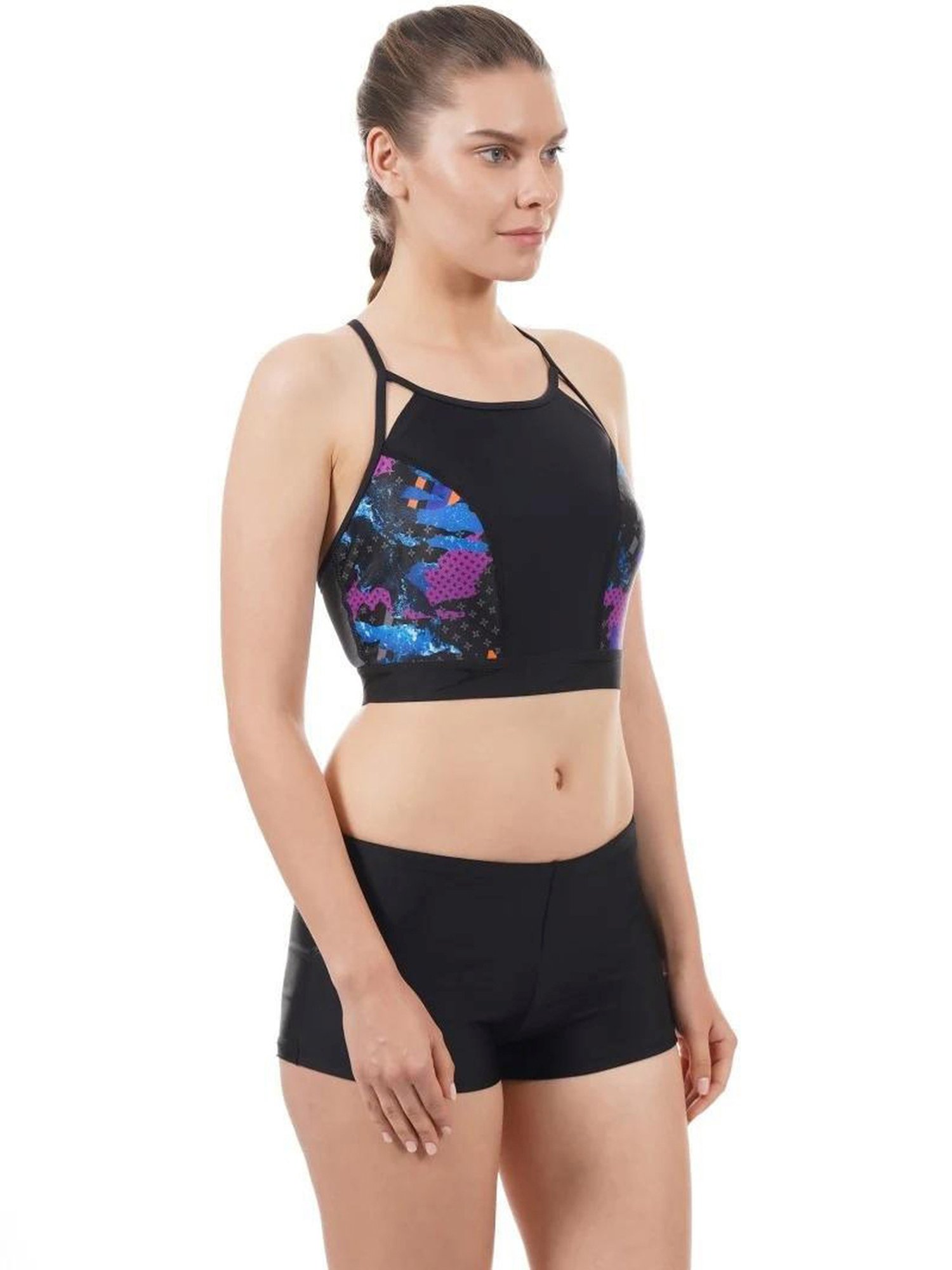 Speedo Black Printed Swimwear Top
