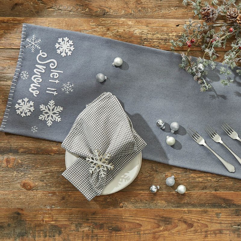 Park Designs Let It Snow Felt Table Runner - 36"L - Gray