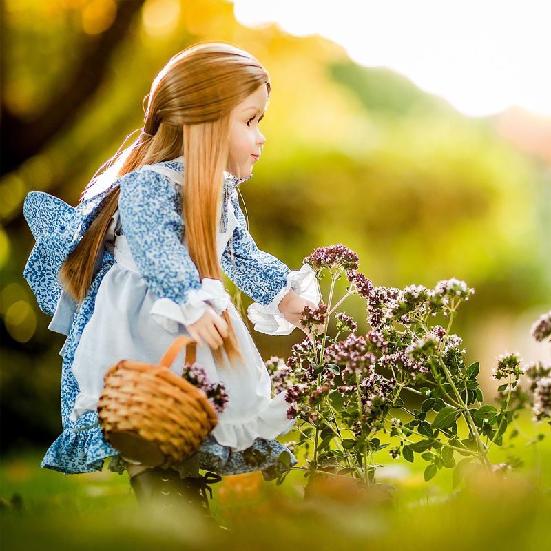 Little House Blue Calico Dress, Bonnet, Apron, Pantaloons Fits 18" Dolls
