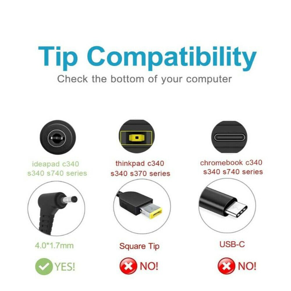 USB-C Type C Female to 4.0X1.7mm for Lenovo Ideapad 100 100S 110 110S 120 120S 300 300S 310 320 320S 330S 500 500S 510 510S 520 520S 530s 710S