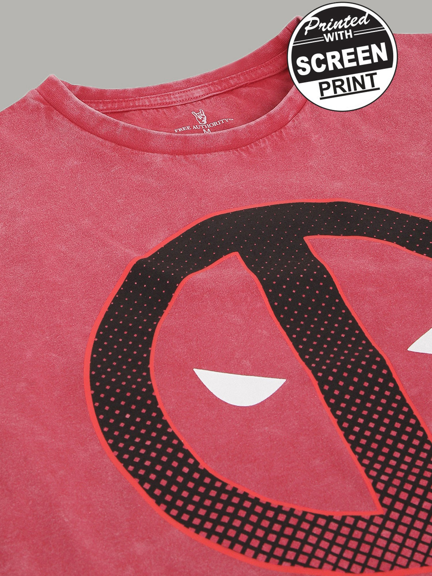 Free Authority Red Regular Fit Printed T-Shirt