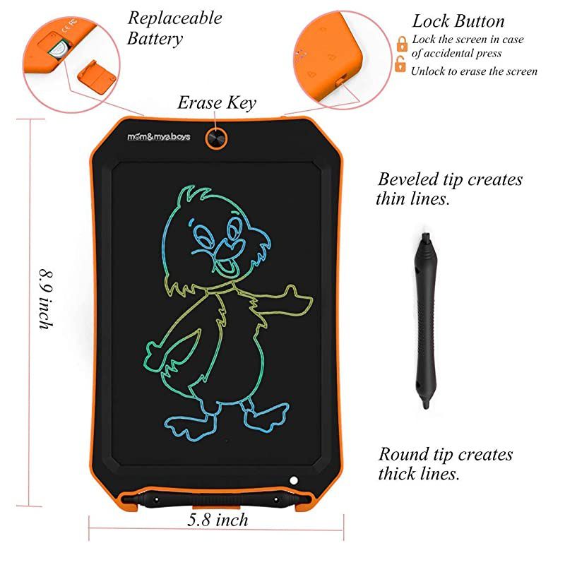 Colorful LCD Electronic Writing Blackboard Toys for 49Year Old BoysTeen Boy Girl Birthday Presents Gifts85 Handwriting Paper Drawing Tablet for Kids at Home or OutdoorOrangecc