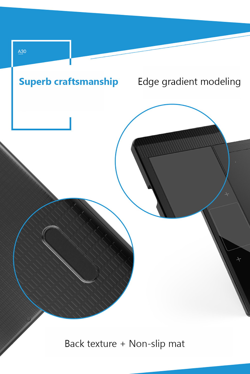 VEIKK A30 Digital Graphics Drawing Tablet 10*6 inch Pen Tablet with 8192 Levels Passive Pen for Left/Right Hand Smart Gesture Touch with 4 Touch Keys