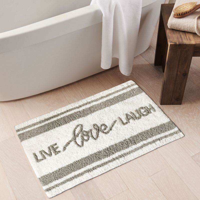 Live Love Laugh Word Novelty Cute Bath Rug - Grey - Elrene Home Fashions