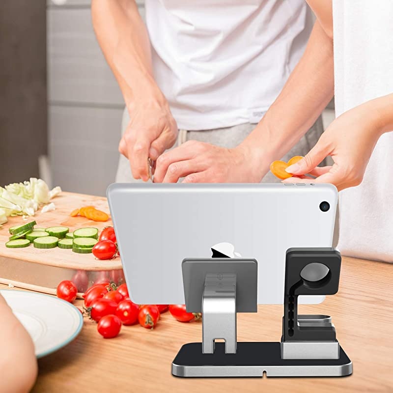 Compatible with Apple Watch Stand Airpods Charger Dock Cell Phone Stand Universal Desktop Stand Charging Station Holder for iWatch Airpods iPhone iPad Tablet Android Smartphone Space Gray