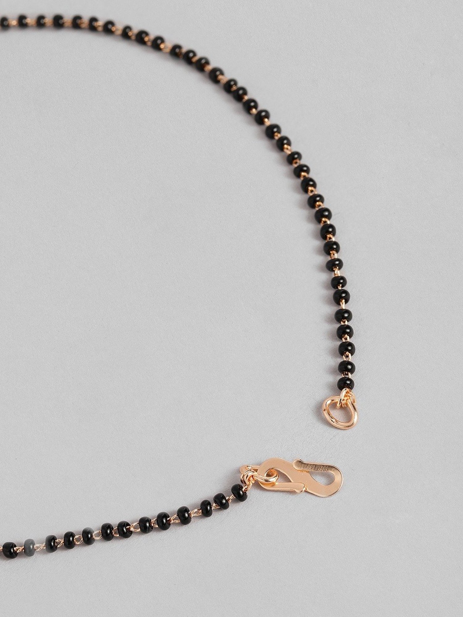 Abdesigns Gold-Plated American Diamond & Black Beaded Mangalsutra