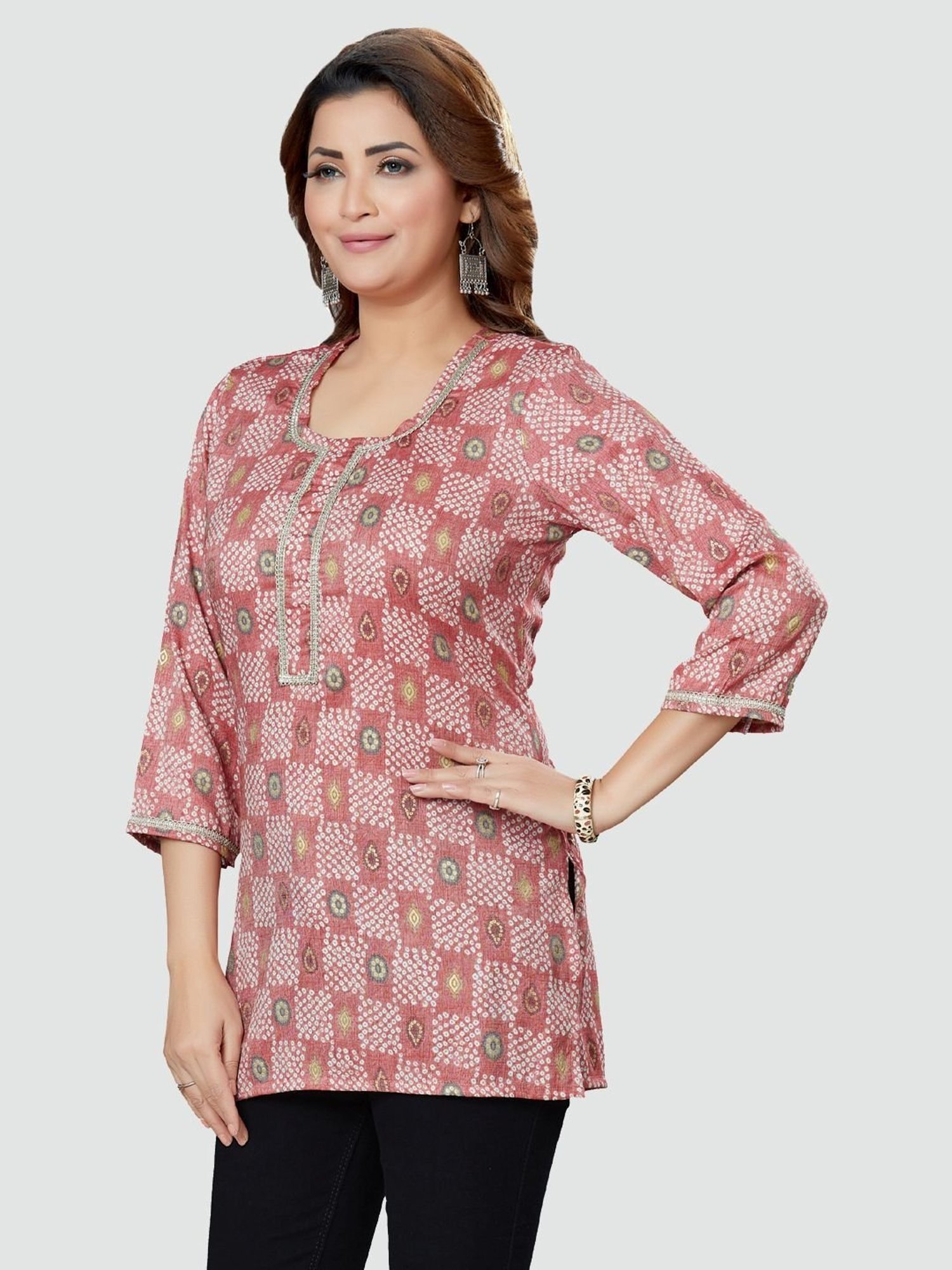 Saree Swarg Pink Printed Tunic
