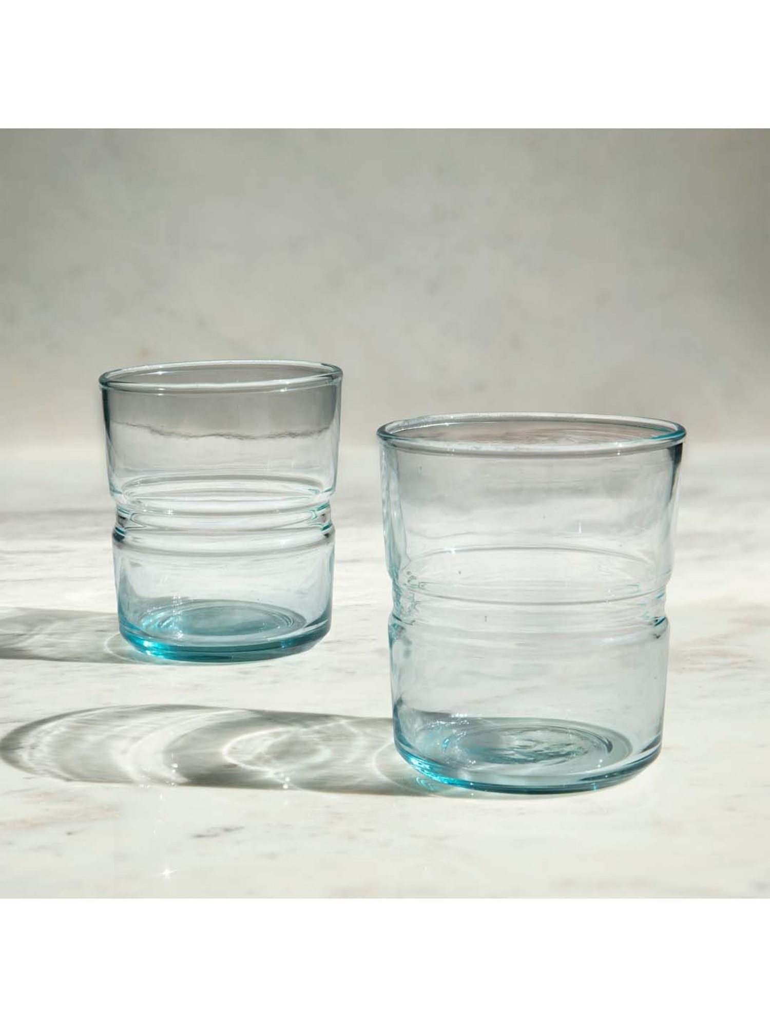 Ellementry 'Jove' Blue & Transparent Glass 8.25 cm Tumbler (0.35 L) - Set of 2