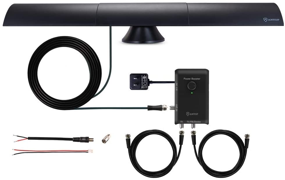 ANTOP AT-500SBS Black HD Smart BAR Amplified Indoor HDTV?FM Antenna with 80-Mile Range