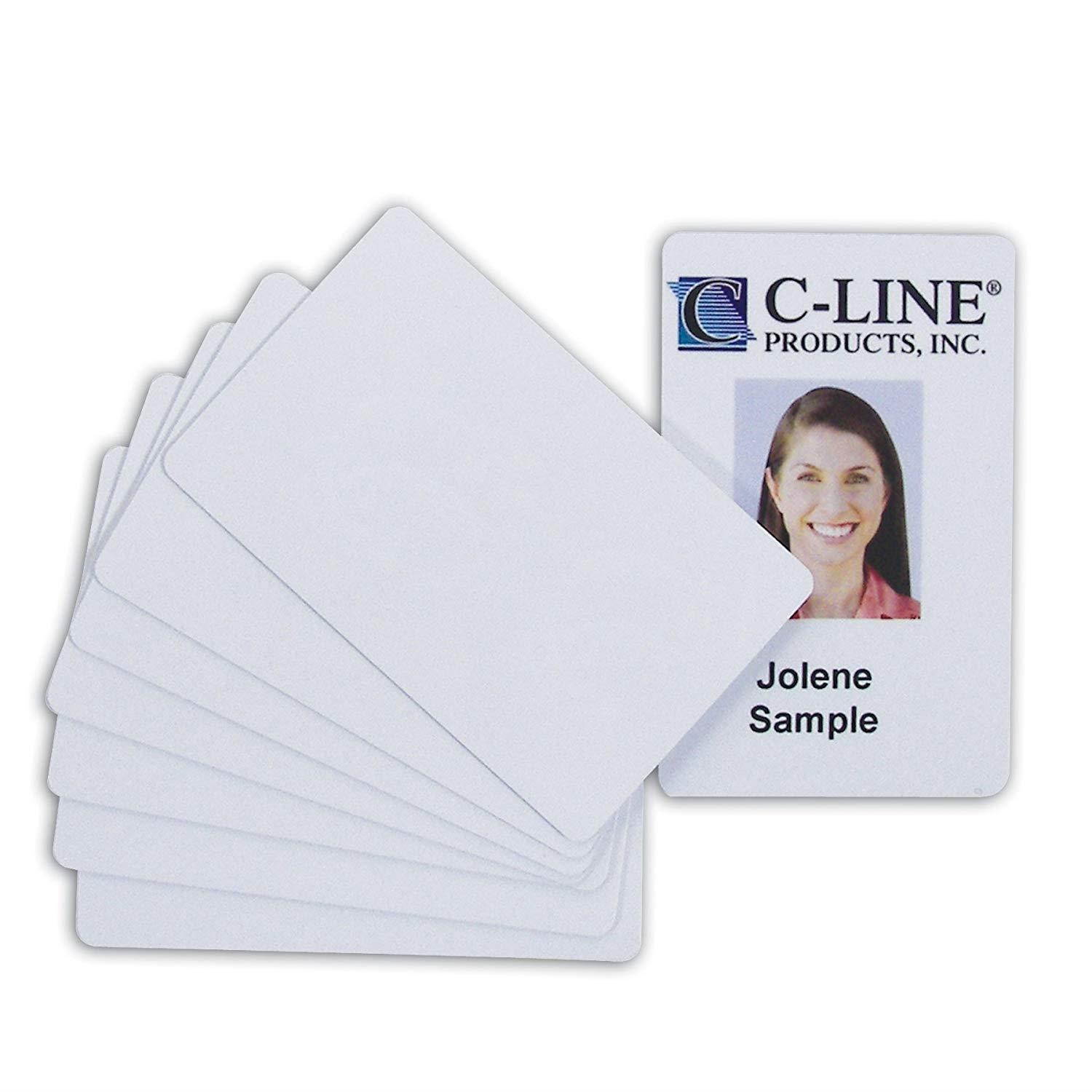 C-Line Graphics Quality Video Grade PVC Card for ID Badges, White, 100 per Pack (89007)