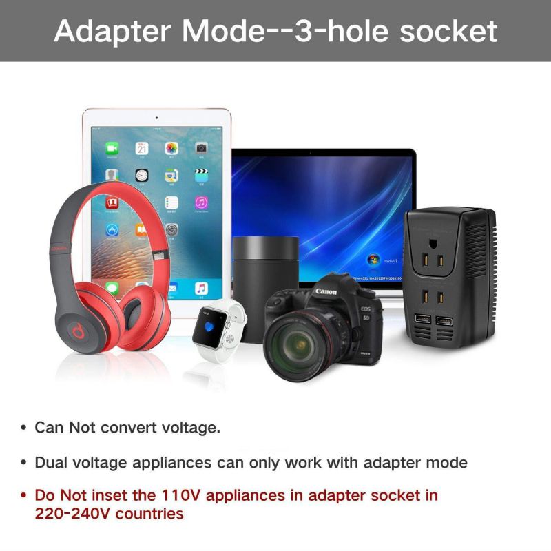 2019 Upgraded DOACE C11 2000W Travel Voltage Converter for Hair Dryer Straightener, Flat Iron, Set Down 220V to 110V, 10A Power Adapter with 2-port USB, EU/UK/AU/US Plug for Laptop, Camera, Cell Phone