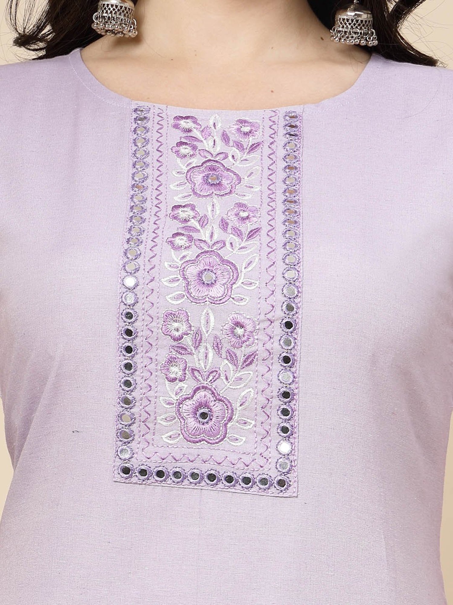 Stylum Lavender Embroidered Kurta Pant Set
