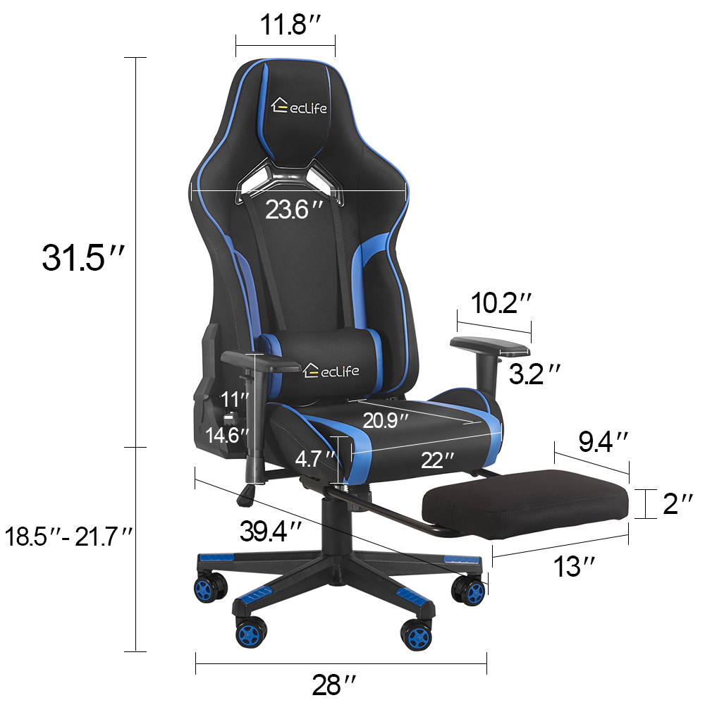 Ergonomic Gaming Chair Racing Style Chair Home Office Chair With Height Adjustment Recliner Swivel Rocker,Adjustable Headrest And Lumbar Pad