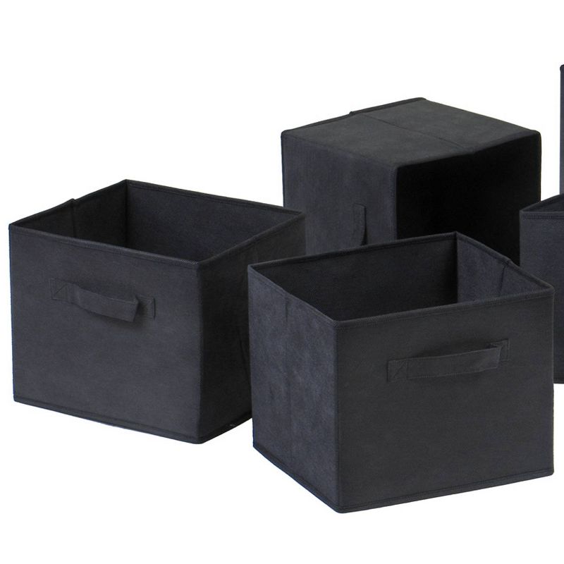 4pc Addison Storage Bench with 3 Foldable Fabric Baskets In Black - Espresso, Chocolate - Winsome