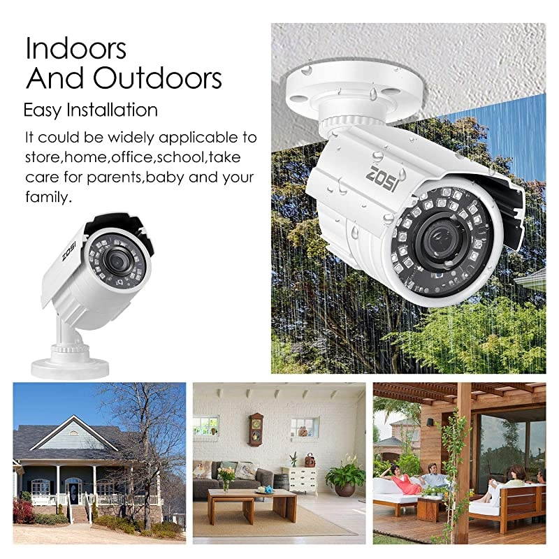 H.265+ Full 1080p Home Security Camera System Outdoor Indoor, 5MP-Lite CCTV DVR 8 Channel with Hard Drive 1TB and 4 x 1080p Weatherproof Surveillance Camera with 80ft Night Vision, Motion Alerts