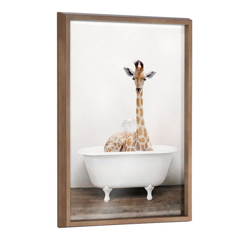 18" x 24" Blake Giraffe 2 in Tub Printed Glass Framed Wall Canvases by Amy Peterson Art Studio Gold - Kate & Laurel All Things Decor