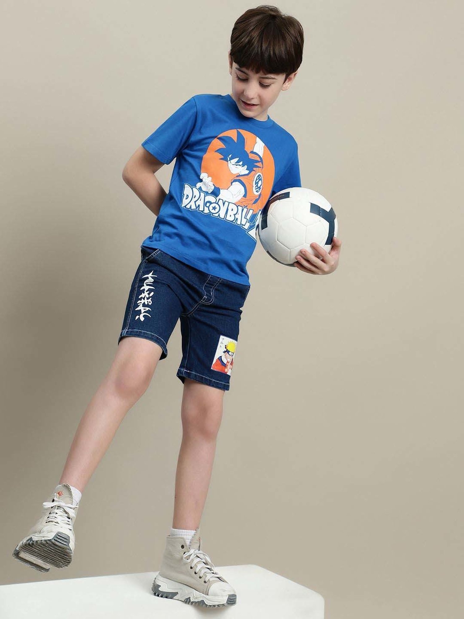 Kidsville Boys Blue Cotton Printed T-Shirt