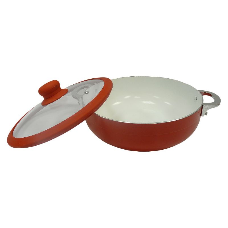 IMUSA 6.9qt Red Ceramic Nonstick Caldero with Glass Lid