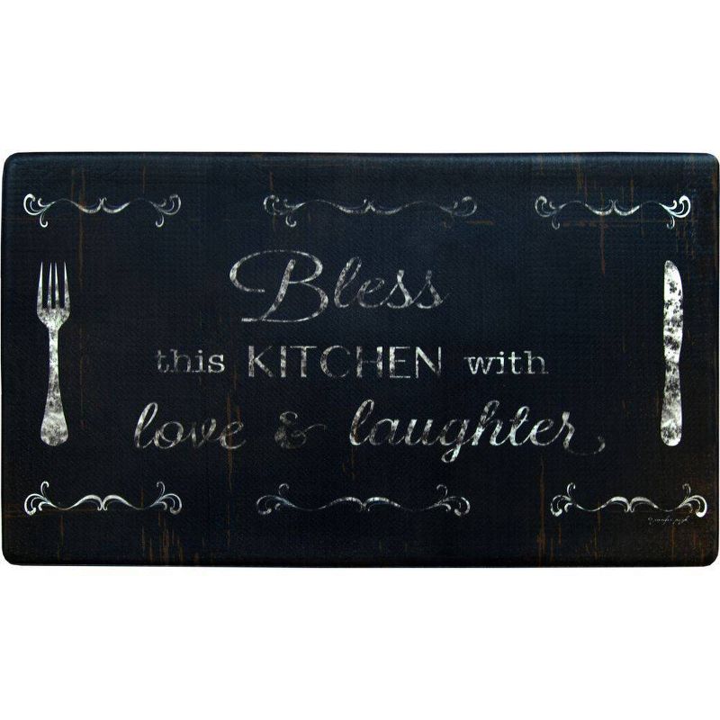 Home Dynamix 19" x 35" Bless This Kitchen Mat Black/White